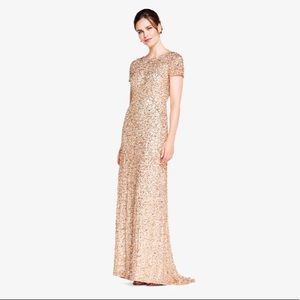 Adrianna Papell Scoop Back Sequin Gown